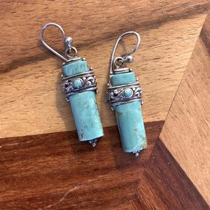 Sterling silver and turquoise drop earrings.